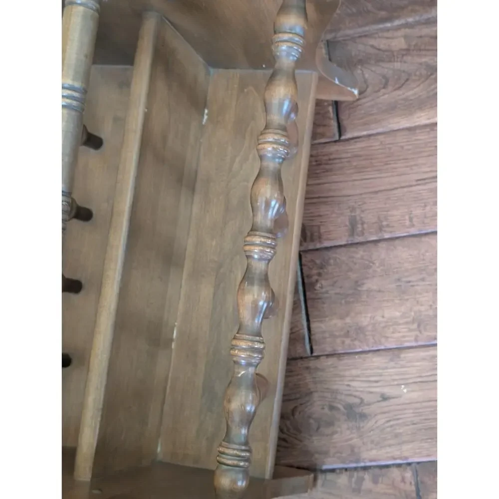 Vintage Solid Wood Early American Magazine Rack Newspaper Holder Colonial...